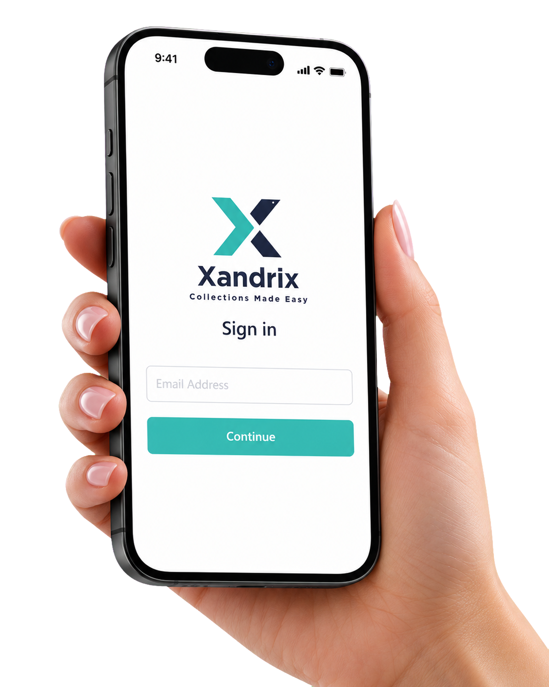 Skrin log masuk aplikasi Xandrix pada telefon bimbit